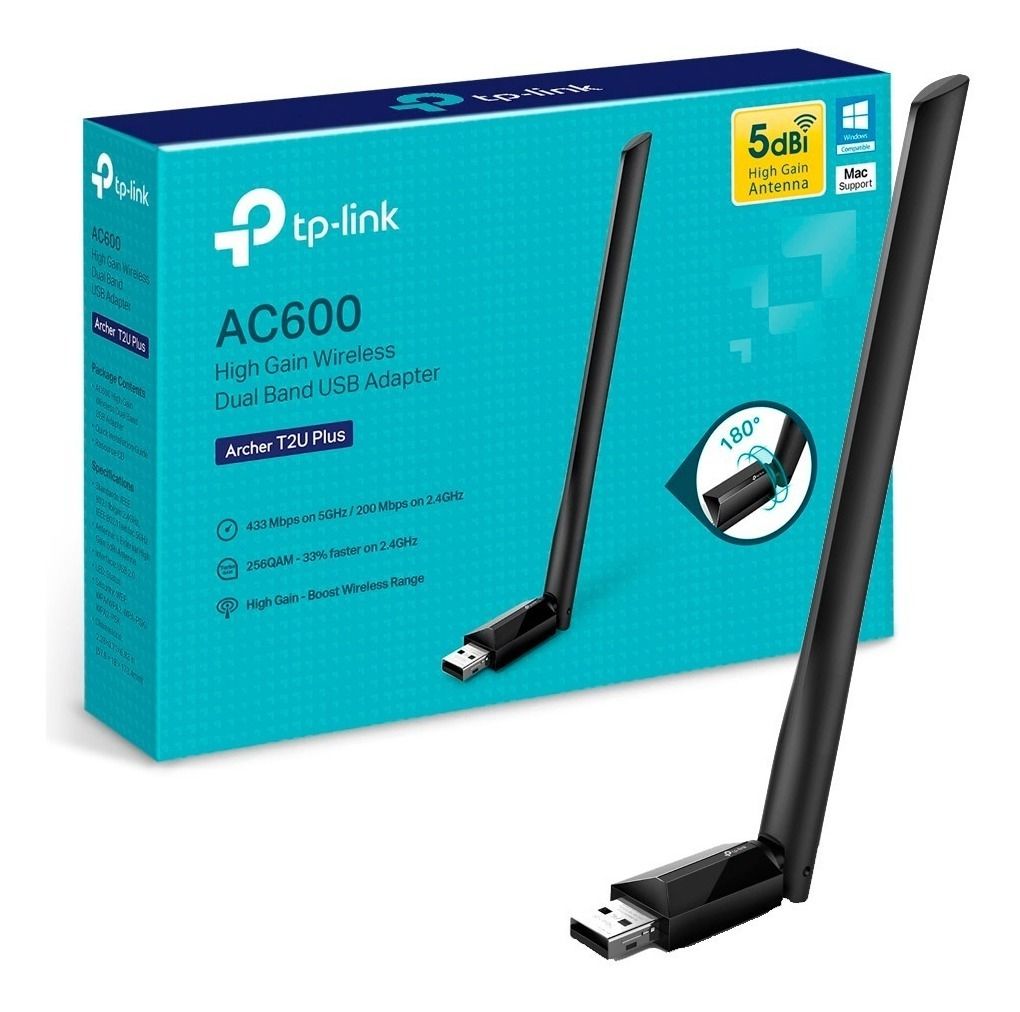 Tp-Link Archer T2U Plus USB Wifi adapter AC600 (antennával)