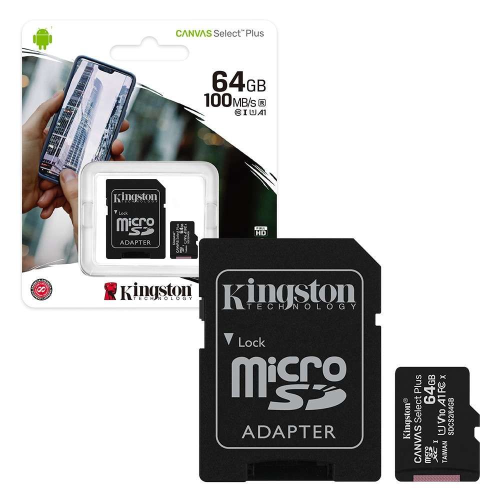 Kingston 64GB micro SD XC Canvas (Class 10, UHS-I) + SD adapter