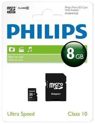 PHILIPS 8GB microSDHC CL10 + adapter