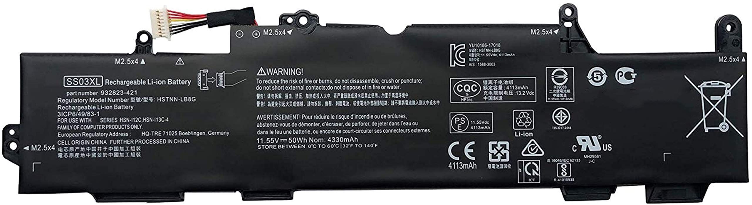 SS03XL utángyártott notebook akkumulátor 11,55V 4330mAh