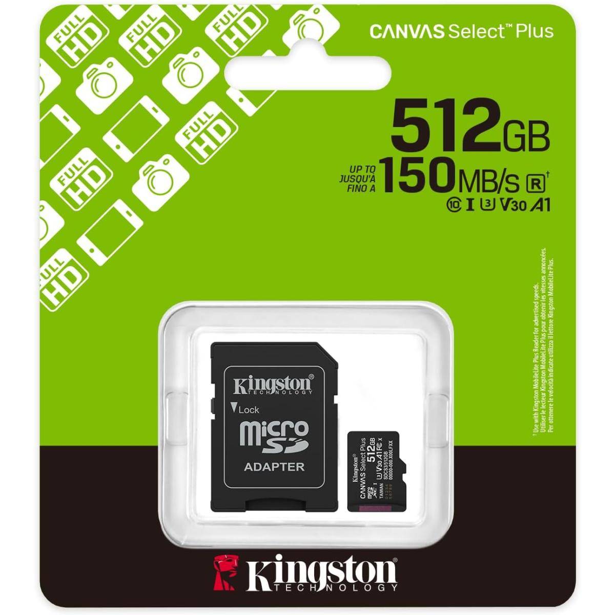 512GB XC micro SD Kingston (UHS-I U3) + adapter
